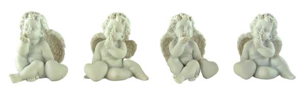 4er Set Goldige Engel mit Herz ca. 5 cm - Dekoration